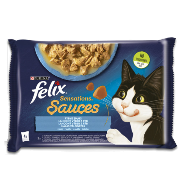FELIX Sensations Sauces kapsička - treska a sardinky v lahodnej omáčke 4x85g