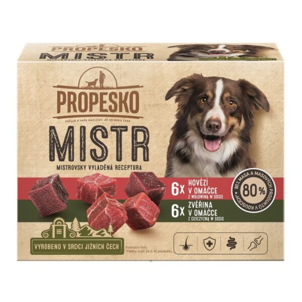 PROPESKO Mistr-Kapsičky pre psy-hovädzina a zverina 12x85g