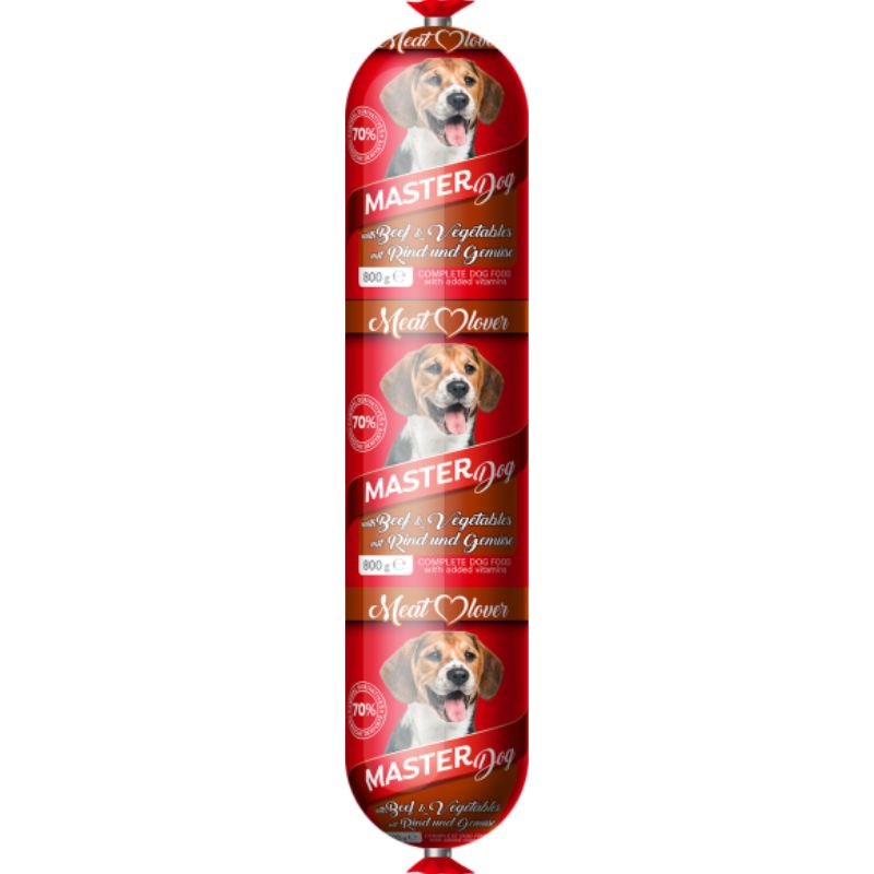 MASTER DOG • Saláma pre psy • hovädzina+zelenina • 800g